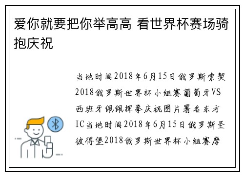 爱你就要把你举高高 看世界杯赛场骑抱庆祝